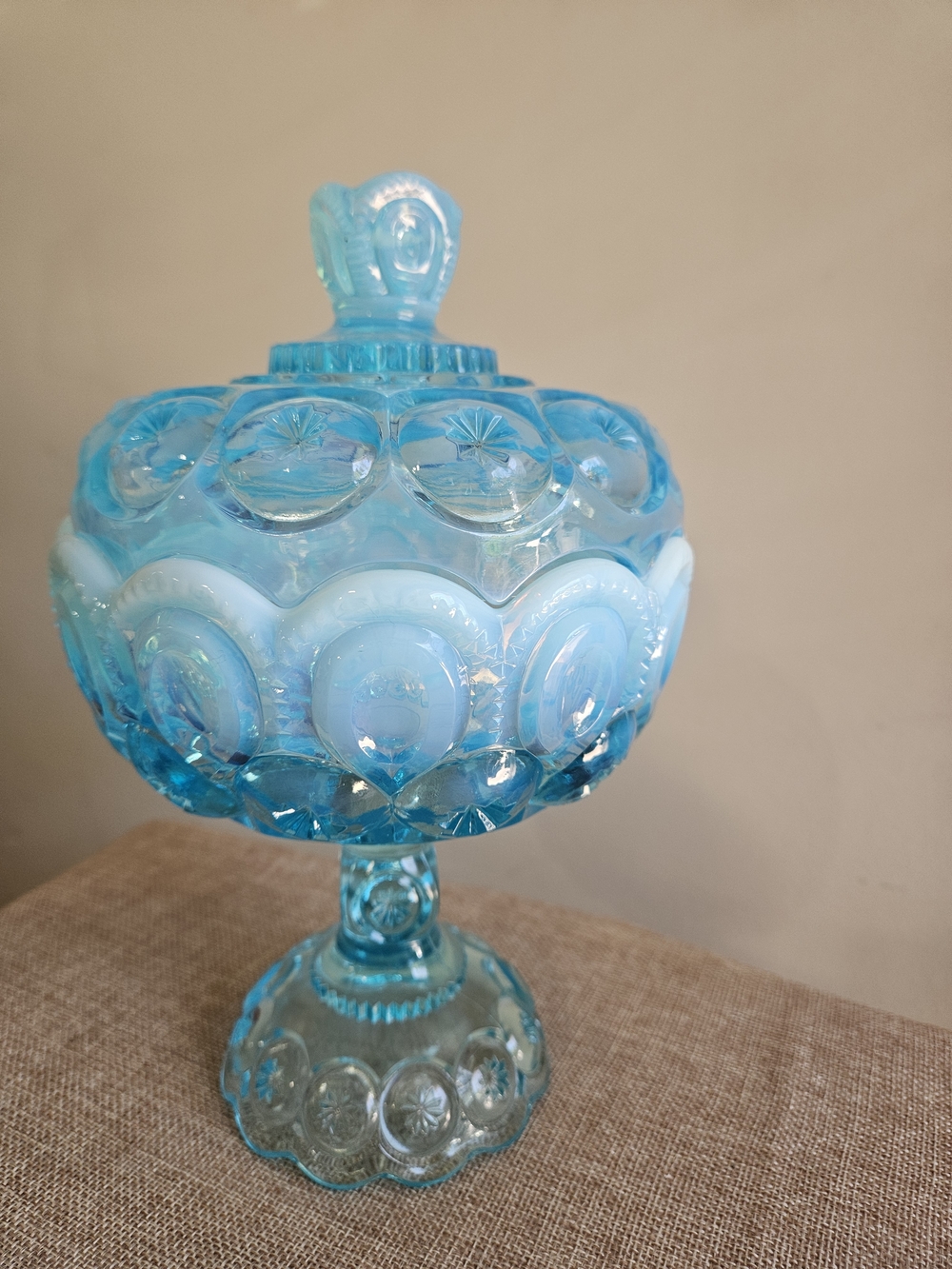 🌙⭐️L.E. Smith Moon & Stars Opalescent Compote